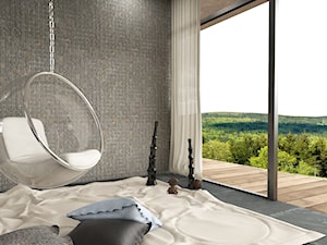 Minimalistycznie - dom Wejherowo - Średnia sypialnia z balkonem / tarasem, styl minimalistyczny - zdjęcie od Studio 23A