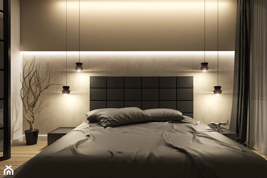 Dom Merano Park Gdynia - Średnia beżowa biała sypialnia, styl nowoczesny - zdjęcie od Studio 23A