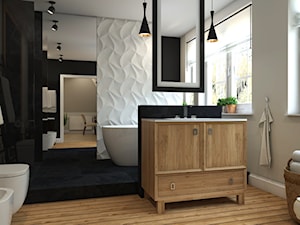 Dom Chwaszczyno - Średnia na poddaszu łazienka z oknem, styl nowoczesny - zdjęcie od Studio 23A