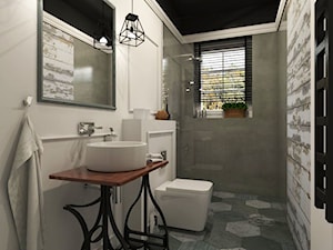 Dom Chwaszczyno - Średnia z punktowym oświetleniem łazienka z oknem, styl nowoczesny - zdjęcie od Studio 23A