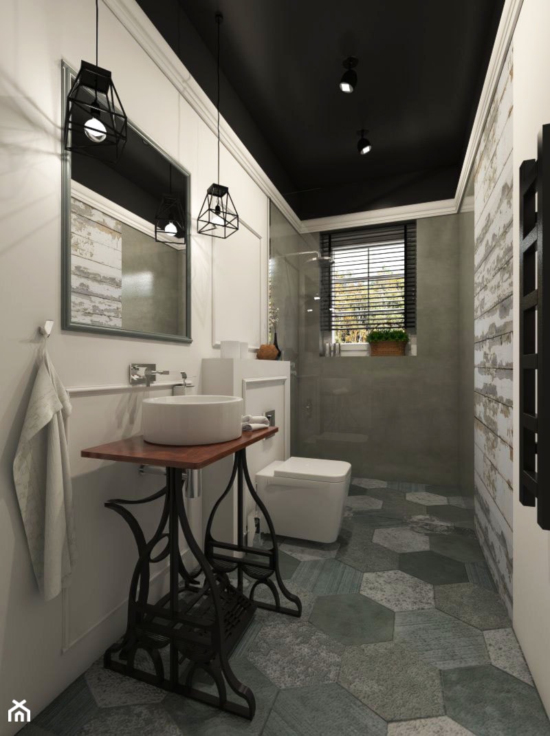 Dom Chwaszczyno - Średnia z punktowym oświetleniem łazienka z oknem, styl nowoczesny - zdjęcie od Studio 23A
