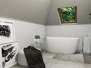 Dom Gdańsk Osowa 2 - Średnia na poddaszu łazienka z oknem, styl nowoczesny - zdjęcie od Studio 23A