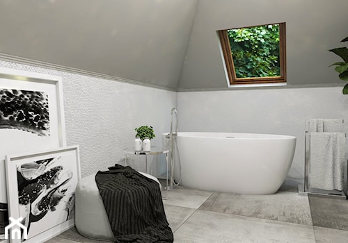 Dom Gdańsk Osowa 2 - Średnia na poddaszu łazienka z oknem, styl nowoczesny - zdjęcie od Studio 23A