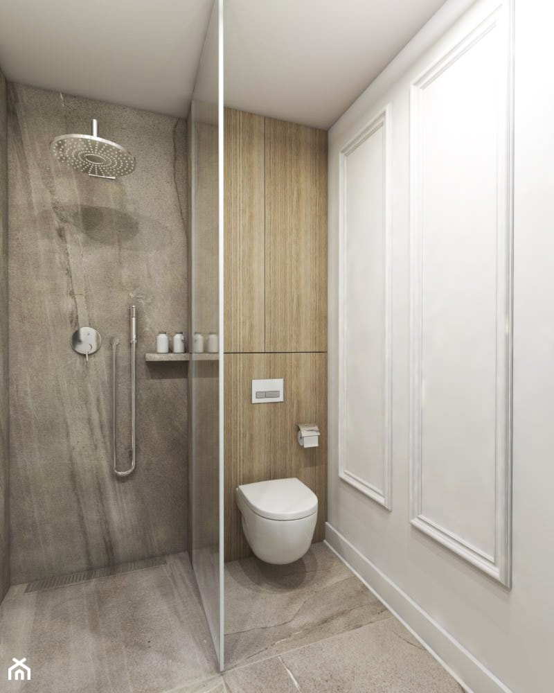 Dom Gdańsk Osowa 2 - Mała bez okna z marmurową podłogą łazienka, styl nowoczesny - zdjęcie od Studio 23A