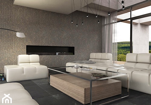 Minimalistycznie - dom Wejherowo - Duży szary salon, styl minimalistyczny - zdjęcie od Studio 23A