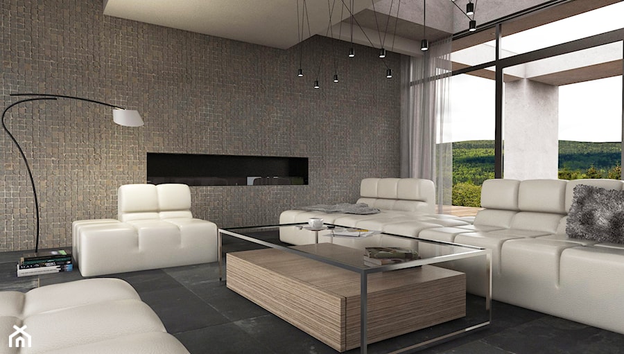 Minimalistycznie - dom Wejherowo - Duży szary salon, styl minimalistyczny - zdjęcie od Studio 23A