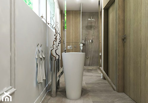 Dom Gdańsk Osowa 2 - Duża z lustrem łazienka z oknem, styl nowoczesny - zdjęcie od Studio 23A