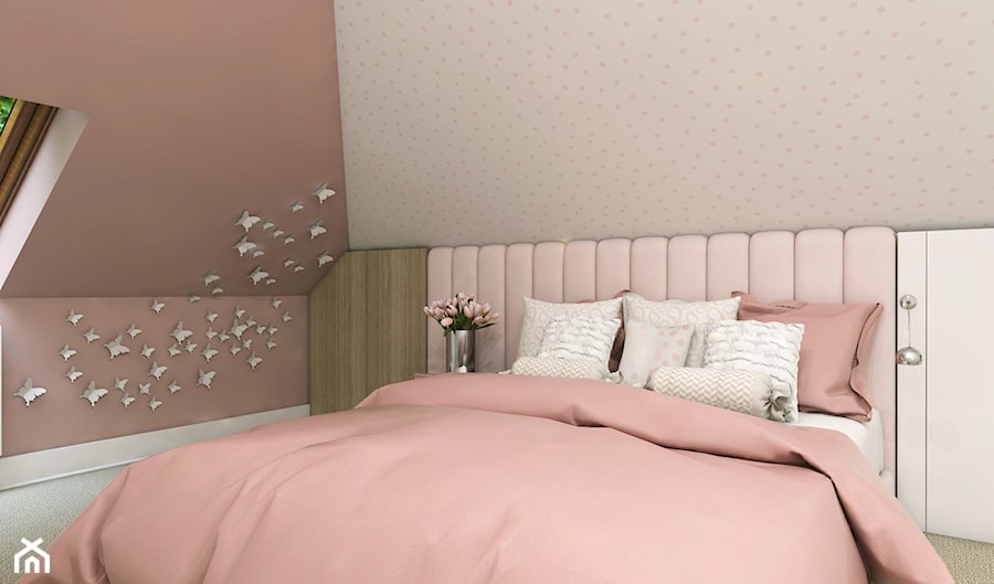 Dom Gdańsk Osowa 2 - Mały różowy pokój dziecka dla nastolatka dla dziewczynki, styl nowoczesny - zdjęcie od Studio 23A
