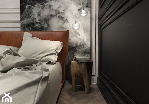Dom Przodkowo - modern classic - Beżowa czarna sypialnia, styl nowoczesny - zdjęcie od Studio 23A