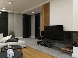 Dom Wygodny 2 Suchy Dwór - Średni biały czarny szary salon, styl nowoczesny - zdjęcie od Studio 23A