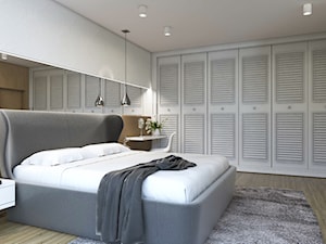 Apartament Nowe Orłowo - Duża biała z biurkiem sypialnia, styl nowoczesny - zdjęcie od Studio 23A