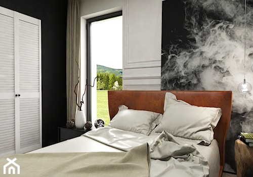 Dom Przodkowo - modern classic - Mała biała czarna sypialnia, styl nowoczesny - zdjęcie od Studio 23A