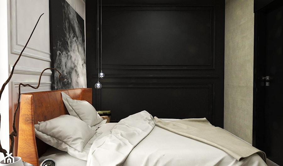 Dom Przodkowo - modern classic - Mała beżowa czarna sypialnia, styl nowoczesny - zdjęcie od Studio 23A