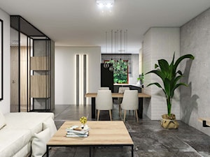 Apartament Gdynia Altoria - Średni biały salon z kuchnią z jadalnią, styl industrialny - zdjęcie od Studio 23A