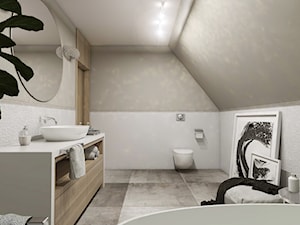 Dom Gdańsk Osowa 2 - Średnia na poddaszu bez okna z lustrem z punktowym oświetleniem łazienka, styl nowoczesny - zdjęcie od Studio 23A