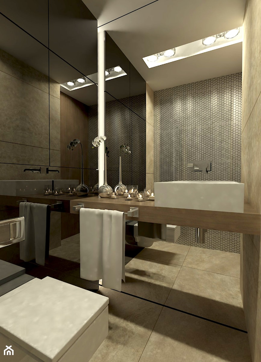 Dom Wygodny 1 - Mała bez okna z punktowym oświetleniem łazienka, styl nowoczesny - zdjęcie od Studio 23A