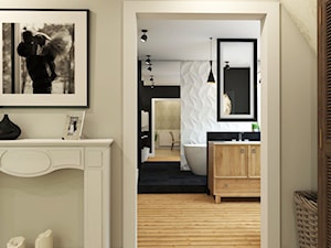 Dom Chwaszczyno - Beżowa sypialnia z łazienką, styl nowoczesny - zdjęcie od Studio 23A
