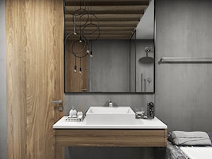 Apartament Iława - Mała bez okna z lustrem łazienka, styl nowoczesny - zdjęcie od Studio 23A