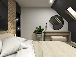 Dom Tczew - Średnia biała czarna sypialnia na poddaszu, styl nowoczesny - zdjęcie od Studio 23A