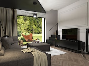 Dom Przodkowo - modern classic - Średni biały czarny salon, styl nowoczesny - zdjęcie od Studio 23A