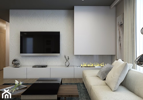 Apartament Nowe Orłowo - Duży biały salon, styl nowoczesny - zdjęcie od Studio 23A