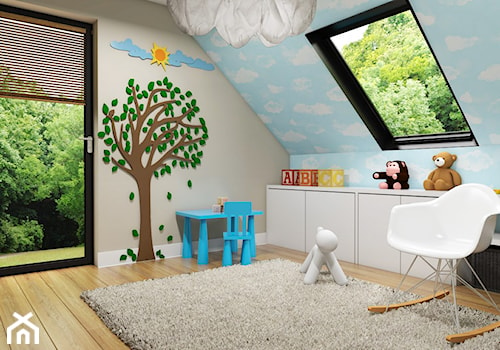 Dom Wygodny 2 Suchy Dwór - Średni szary niebieski pokój dziecka dla dziecka dla chłopca dla dziewczynki, styl nowoczesny - zdjęcie od Studio 23A