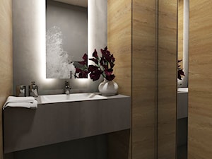 Dom Wygodny 2 Suchy Dwór - Mała z lustrem z punktowym oświetleniem łazienka, styl nowoczesny - zdjęcie od Studio 23A