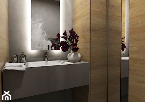Dom Wygodny 2 Suchy Dwór - Mała z lustrem z punktowym oświetleniem łazienka, styl nowoczesny - zdjęcie od Studio 23A