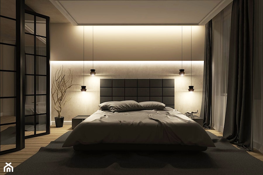 Dom Merano Park Gdynia - Średnia beżowa sypialnia, styl nowoczesny - zdjęcie od Studio 23A