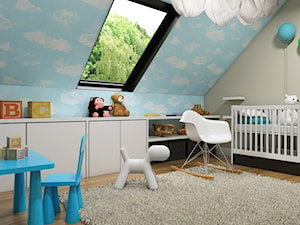 Dom Wygodny 2 Suchy Dwór - Średni szary niebieski pokój dziecka dla niemowlaka dla chłopca dla dziewczynki, styl nowoczesny - zdjęcie od Studio 23A