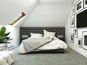 Dom Gdańsk Osowa 2 - Średnia biała szara sypialnia na poddaszu, styl nowoczesny - zdjęcie od Studio 23A