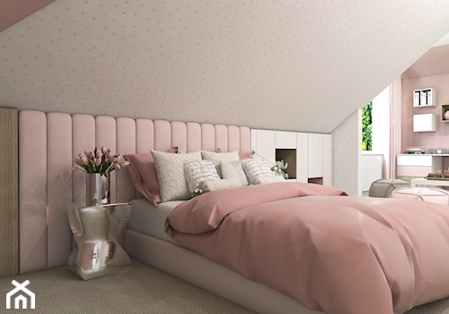 Dom Gdańsk Osowa 2 - Średni różowy szary pokój dziecka dla nastolatka dla dziewczynki, styl nowocze ... - zdjęcie od Studio 23A