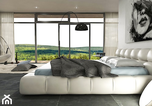 Minimalistycznie - dom Wejherowo - Duża biała sypialnia, styl minimalistyczny - zdjęcie od Studio 23A