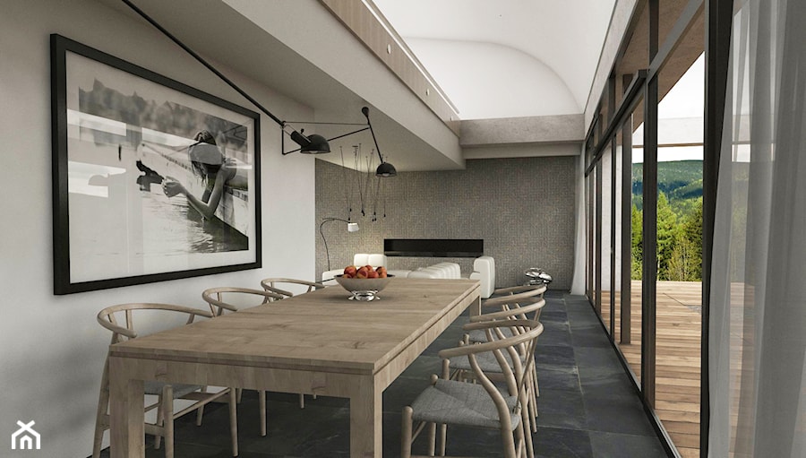 Minimalistycznie - dom Wejherowo - Duża biała jadalnia jako osobne pomieszczenie - zdjęcie od Studio 23A