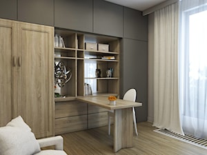 Apartament Nowe Orłowo - Średnie w osobnym pomieszczeniu z sofą z zabudowanym biurkiem biuro, styl nowoczesny - zdjęcie od Studio 23A