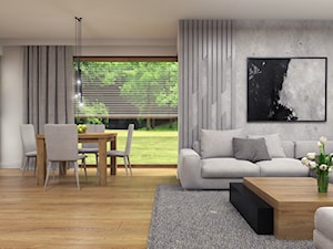 Dom Suchy Dwór - Średni szary salon z jadalnią, styl nowoczesny - zdjęcie od Studio 23A