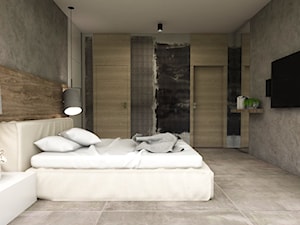Dom w Miszewku - Średnia beżowa szara sypialnia - zdjęcie od Studio 23A