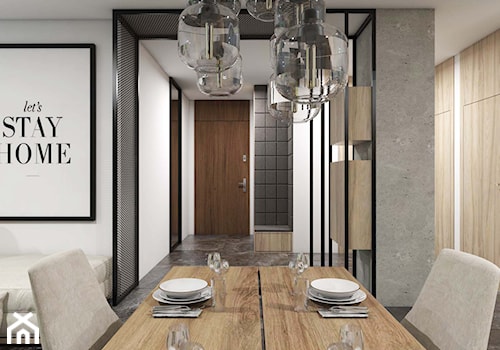 Apartament Gdynia Altoria - Średnia biała szara jadalnia w salonie, styl industrialny - zdjęcie od Studio 23A