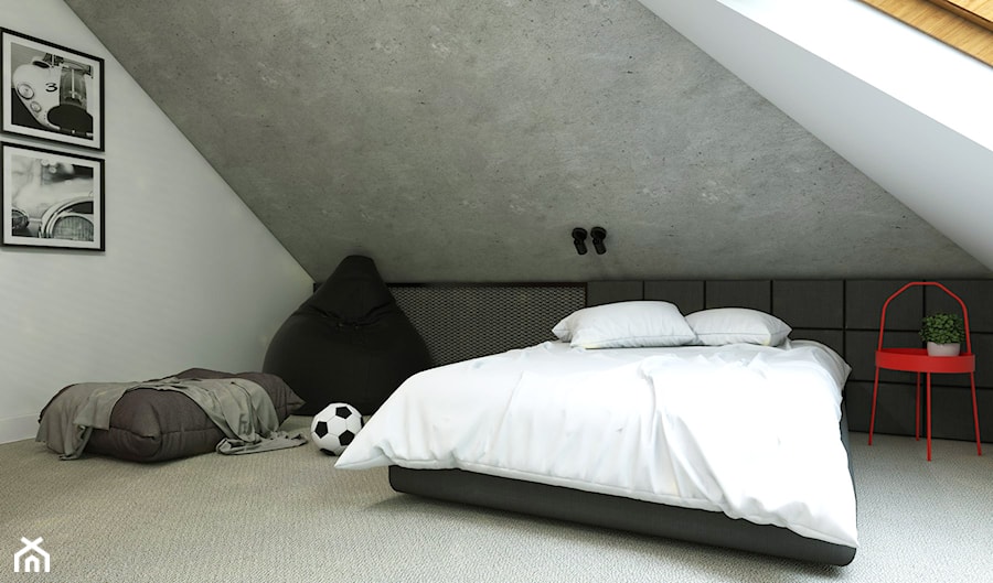 Dom Gdańsk Osowa 2 - Średni biały szary pokój dziecka dla nastolatka dla chłopca, styl nowoczesny - zdjęcie od Studio 23A