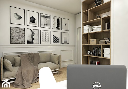 Klasyczny- dom Suchy Dwór - Średnie w osobnym pomieszczeniu z sofą białe biuro, styl tradycyjny - zdjęcie od Studio 23A