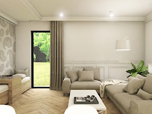 Klasyczny- dom Suchy Dwór - Średni beżowy salon, styl tradycyjny - zdjęcie od Studio 23A