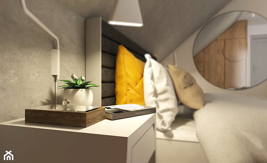 Dom Gdynia - Mała beżowa sypialnia na poddaszu - zdjęcie od Studio 23A