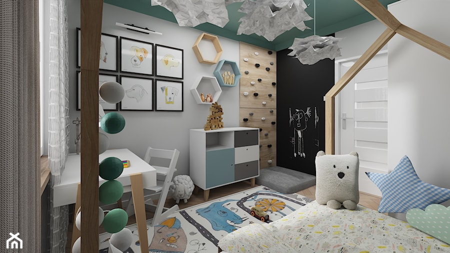 Mieszkanie dla 2+1 - Średni czarny szary pokój dziecka dla dziecka dla chłopca dla dziewczynki, st ... - zdjęcie od ARThoME Klaudia Chmielowska