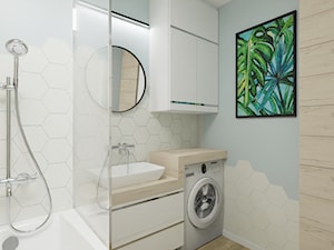 Mieszkanie dla 2+1 - Mała bez okna z pralką / suszarką z lustrem łazienka, styl nowoczesny - zdjęcie od ARThoME Klaudia Chmielowska