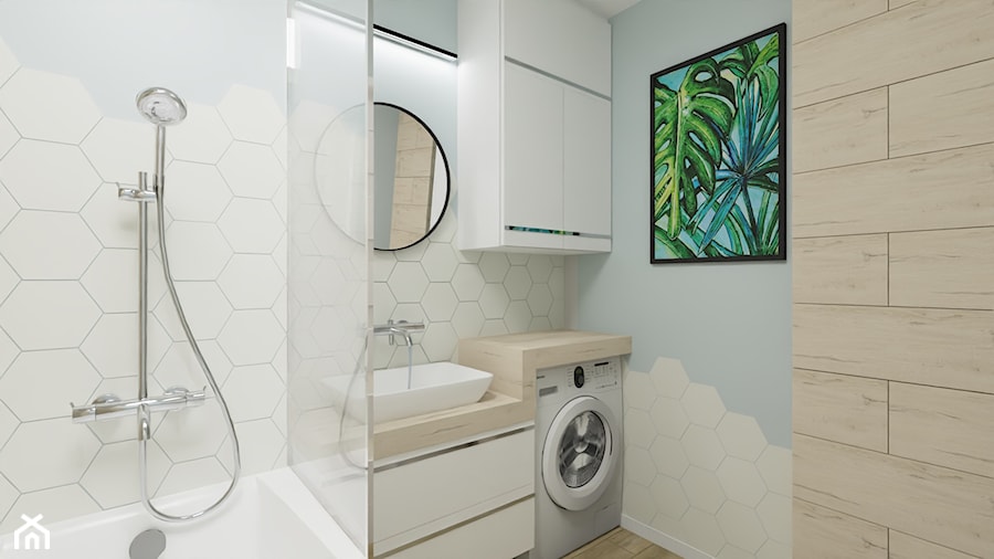Mieszkanie dla 2+1 - Mała bez okna z pralką / suszarką z lustrem łazienka, styl nowoczesny - zdjęcie od ARThoME Klaudia Chmielowska
