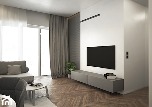 Mieszkanie 40 m2 - Średni biały salon - zdjęcie od mrior
