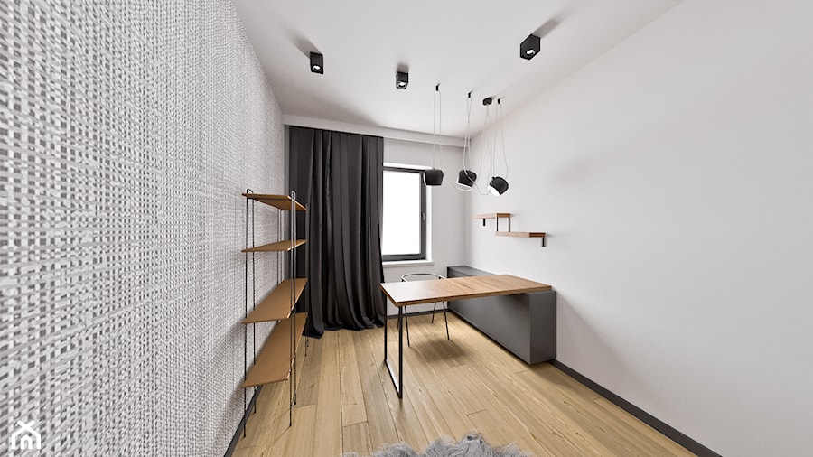 Mieszkanie Warszawa - Średnie z zabudowanym biurkiem szare biuro, styl nowoczesny - zdjęcie od Pixels