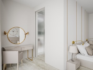 Dom w pastelach - Średnia biała sypialnia z łazienką - zdjęcie od Pixels