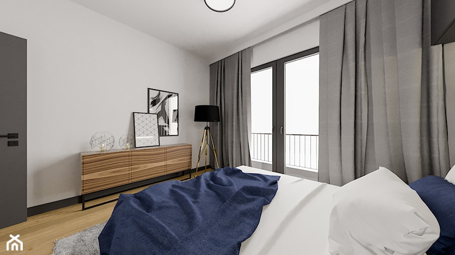 Mieszkanie Warszawa - Średnia biała sypialnia z balkonem / tarasem, styl nowoczesny - zdjęcie od Pixels