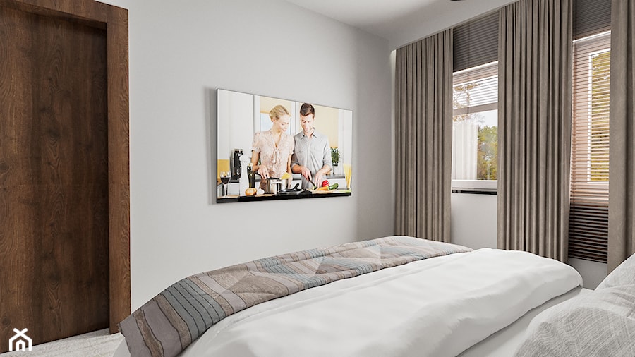Mieszkanie Chrobry - Mała szara sypialnia, styl nowoczesny - zdjęcie od Pixels